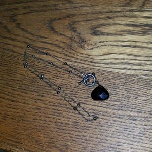 Silver chain black stone
